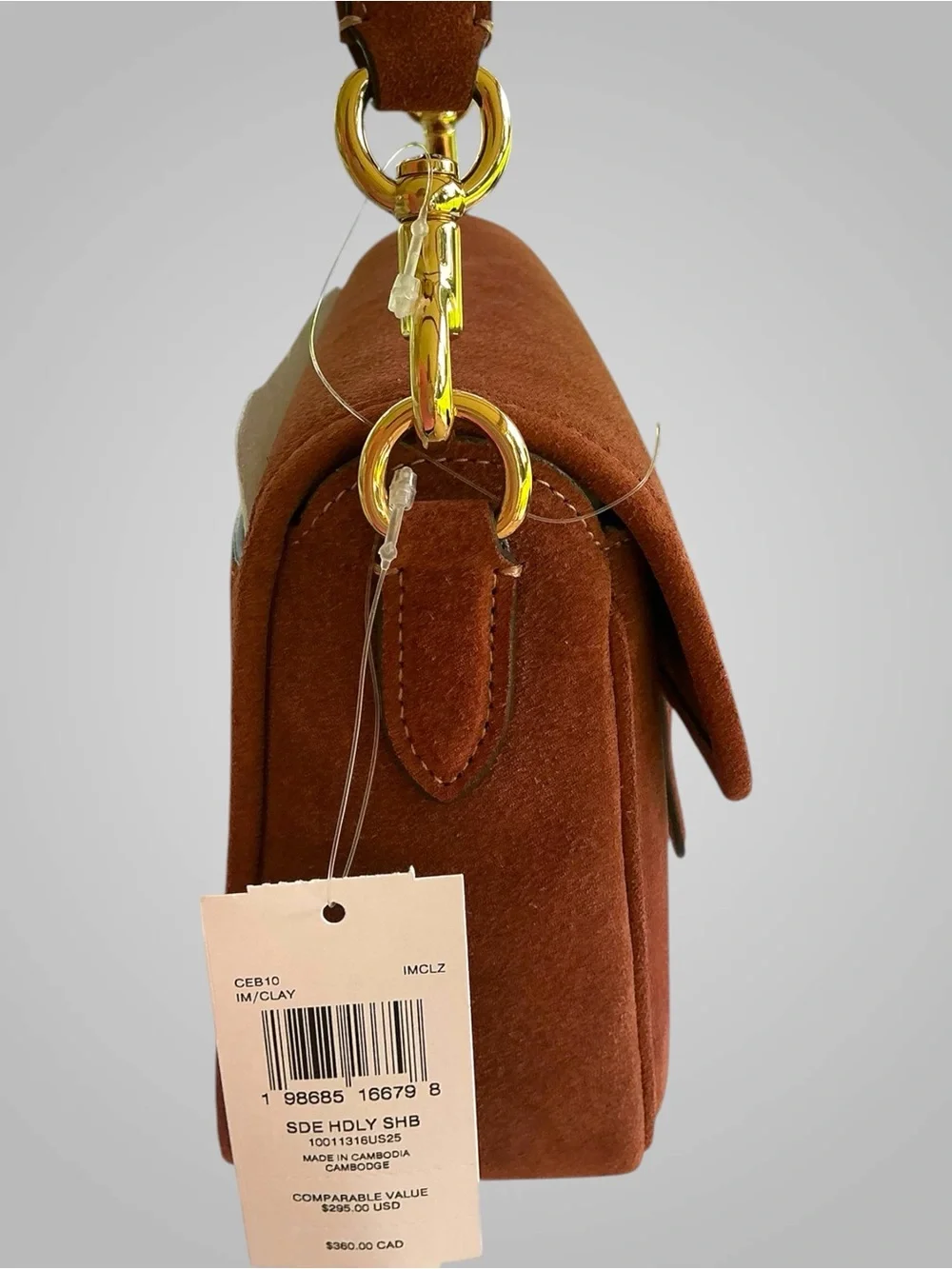 Coach Hadley Suede Crossbody Shoulder Bag Clay Brown CEB10 NWT